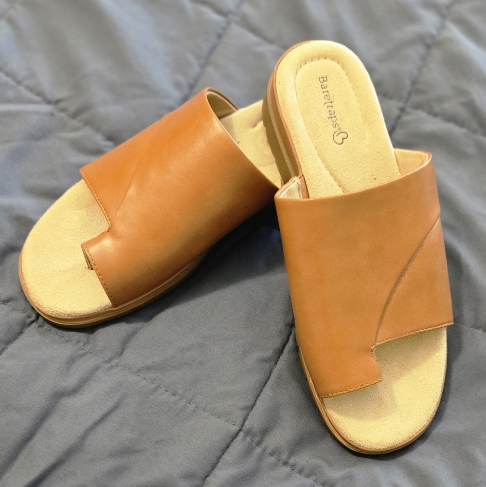 BareTraps Brown Leather Mules